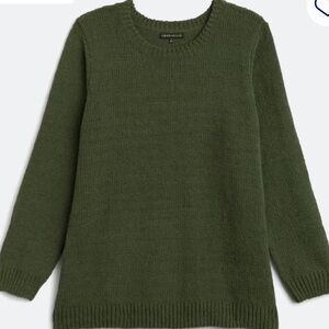 Dark Green Chenille Crew Neck Pullover